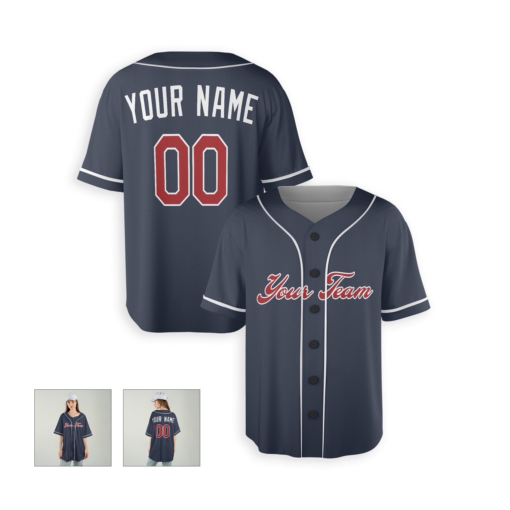 Personalized Atlanta Fan Navy Baseball Jersey – Alternate Style Custom Name & Number