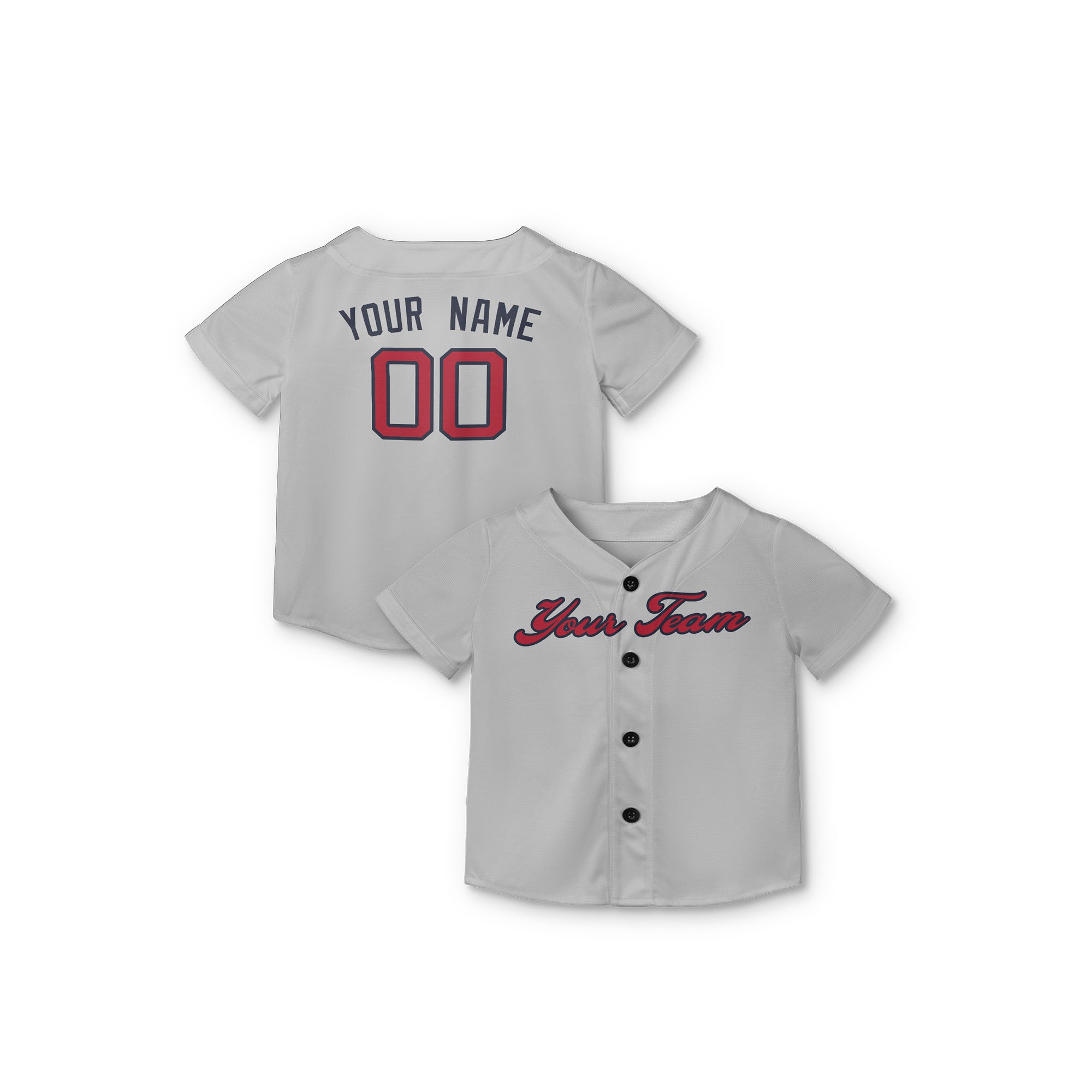 Personalized Atlanta Fan Gray Baseball Jersey – Away Style Custom Name & Number