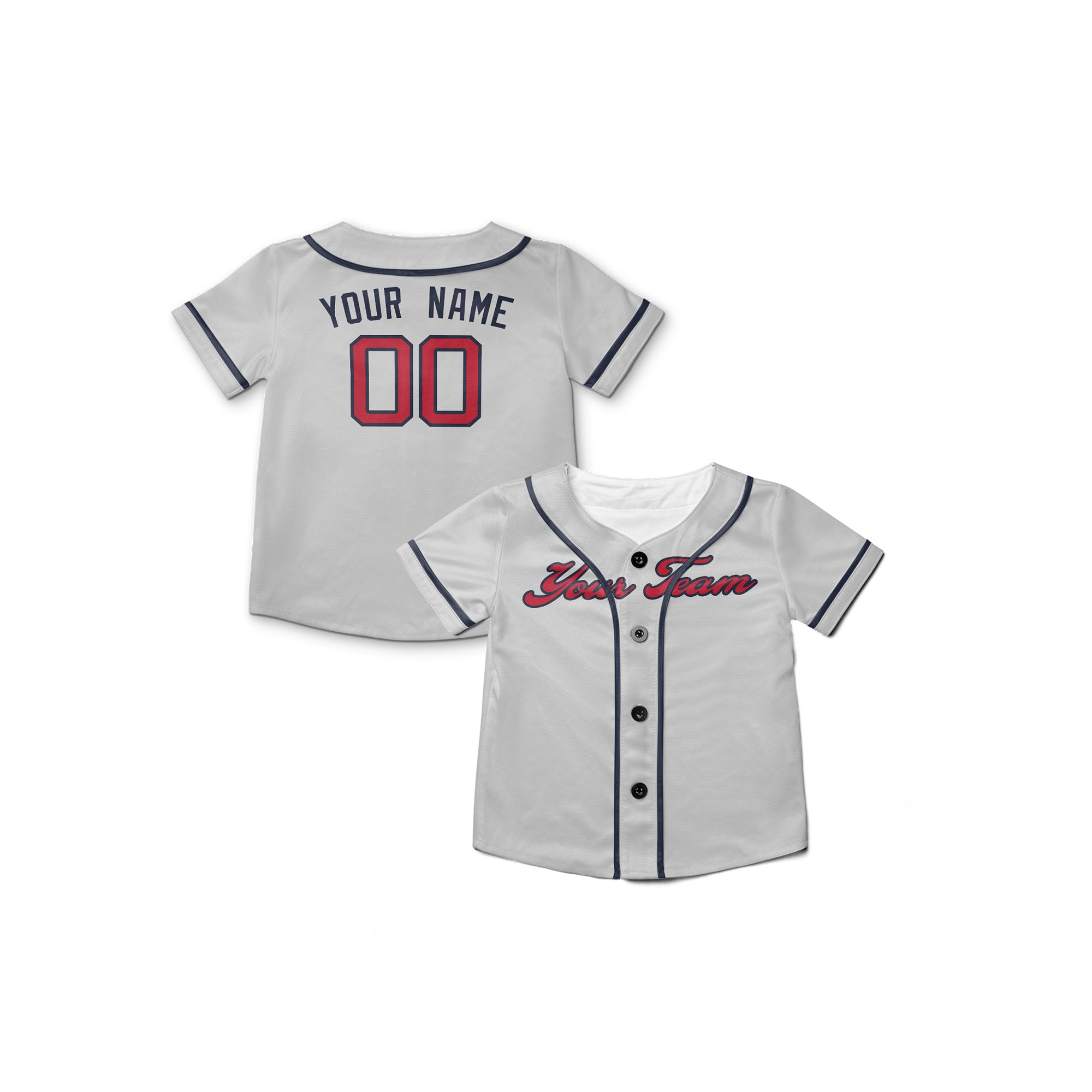 Personalized Atlanta Fan Gray Baseball Jersey – Away Style Custom Name & Number