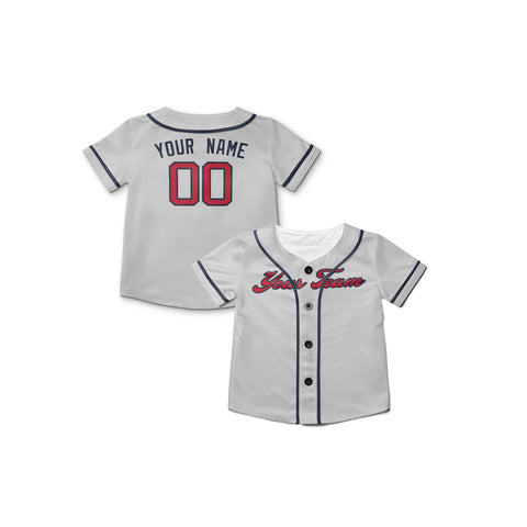 Personalized Atlanta Fan Gray Baseball Jersey – Away Style Custom Name & Number