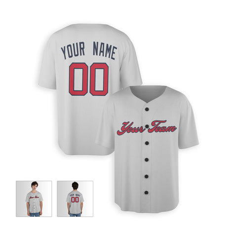 Personalized Atlanta Fan Gray Baseball Jersey – Away Style Custom Name & Number