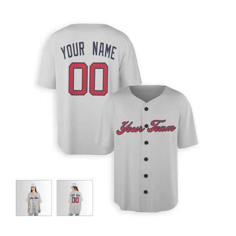 Personalized Atlanta Fan Gray Baseball Jersey – Away Style Custom Name & Number
