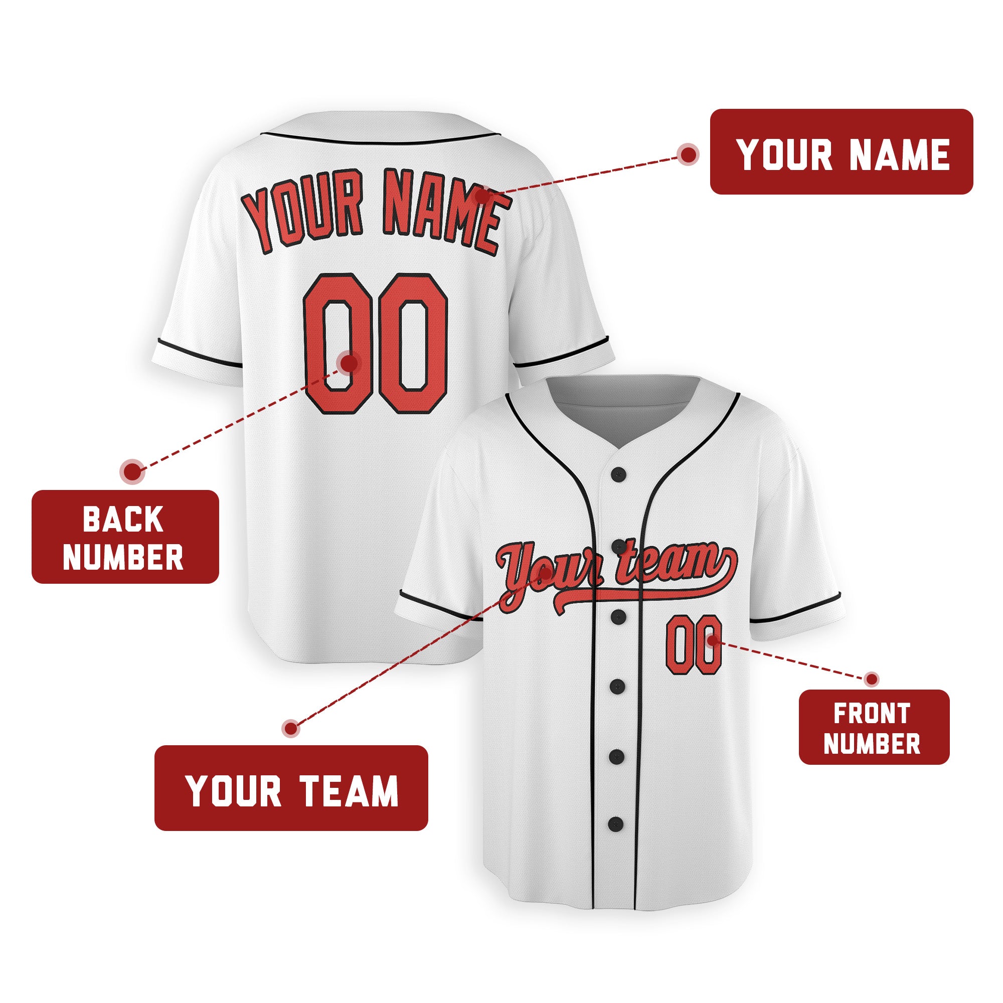 Personalized Baltimore Fan White Baseball Jersey – Home Style Custom Name & Number