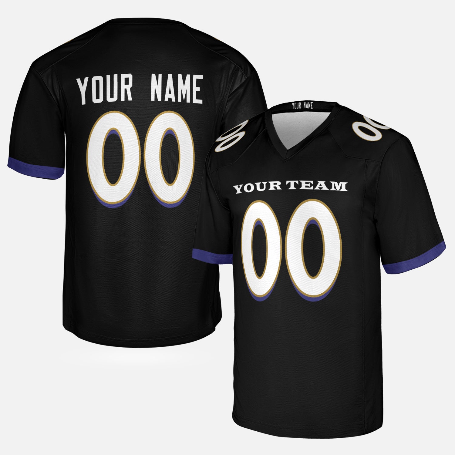 Personalized Baltimore Fan Black Football Jersey – Custom Name & Number