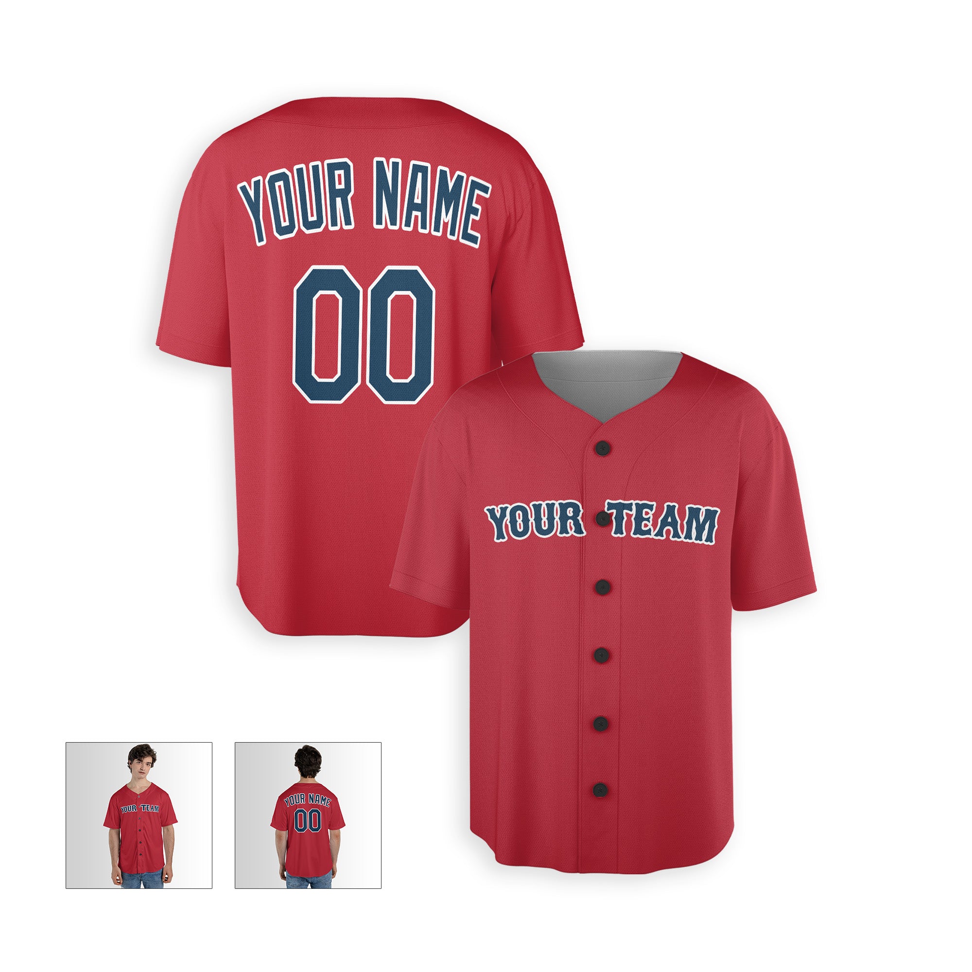Personalized Boston Fan Red Baseball Jersey – Alternate Style Custom Name & Number