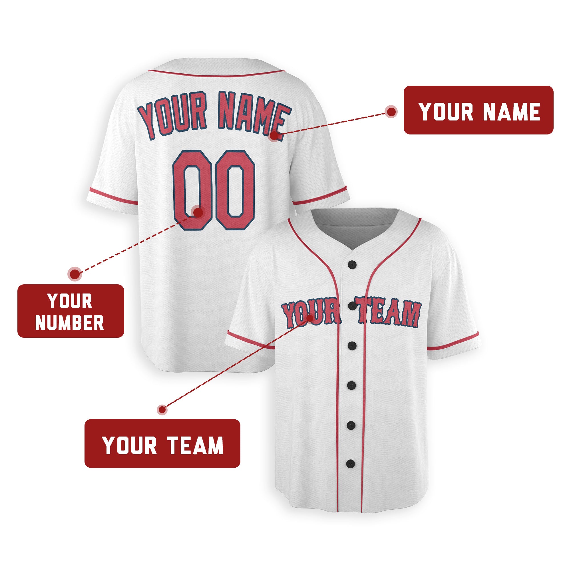 Personalized Boston Fan White Baseball Jersey – Alternate Style Custom Name & Number