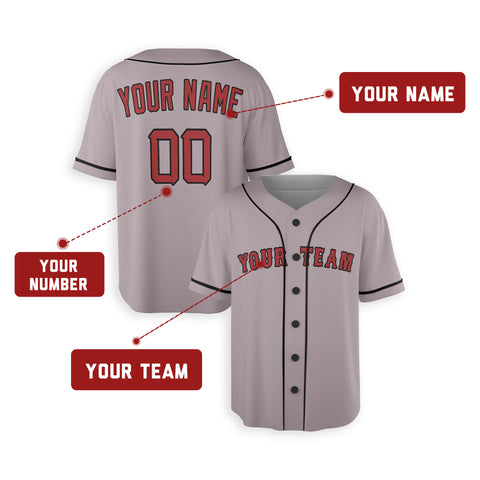 Personalized Boston Fan Gray Baseball Jersey – Away Style Custom Name & Number