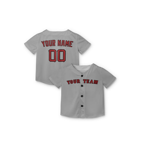 Personalized Boston Fan Gray Baseball Jersey – Away Style Custom Name & Number