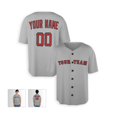 Personalized Boston Fan Gray Baseball Jersey – Away Style Custom Name & Number