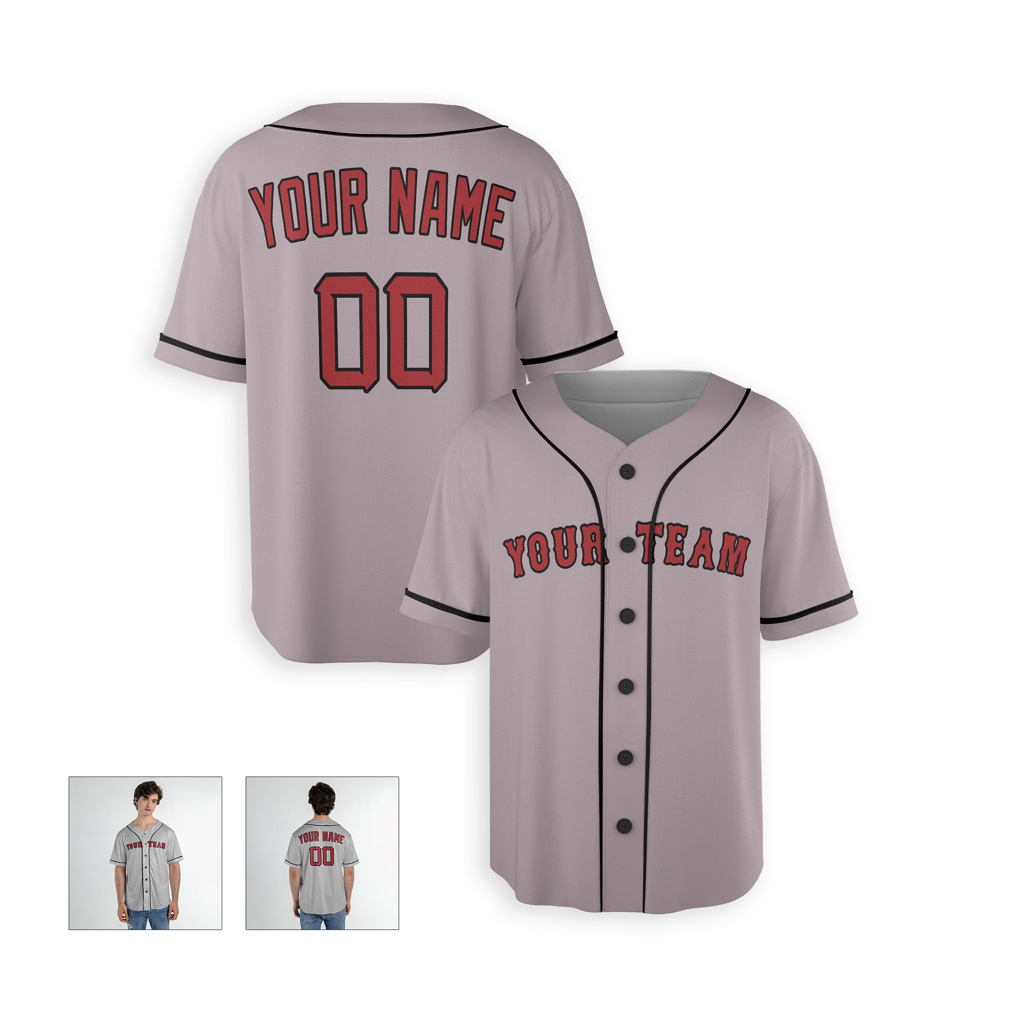 Personalized Boston Fan Gray Baseball Jersey – Away Style Custom Name & Number