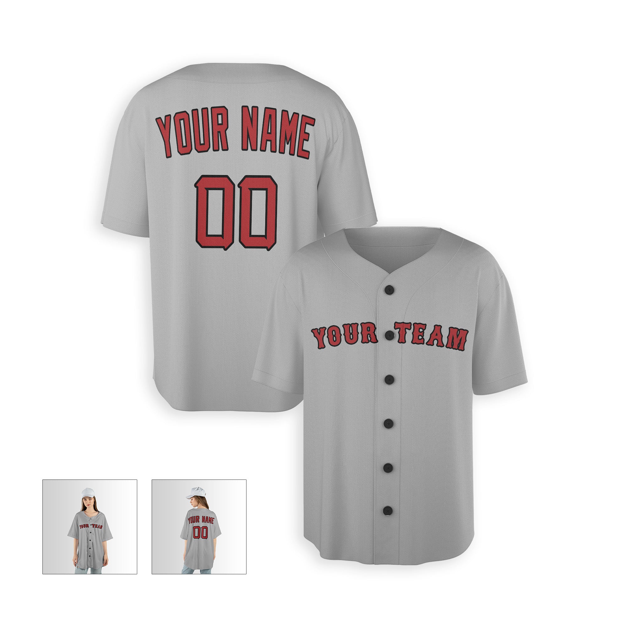 Personalized Boston Fan Gray Baseball Jersey – Away Style Custom Name & Number