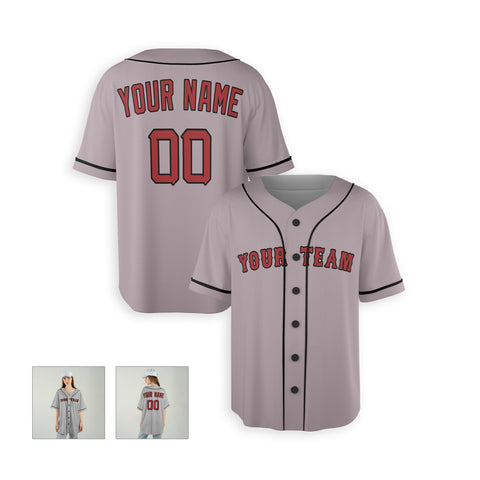 Personalized Boston Fan Gray Baseball Jersey – Away Style Custom Name & Number