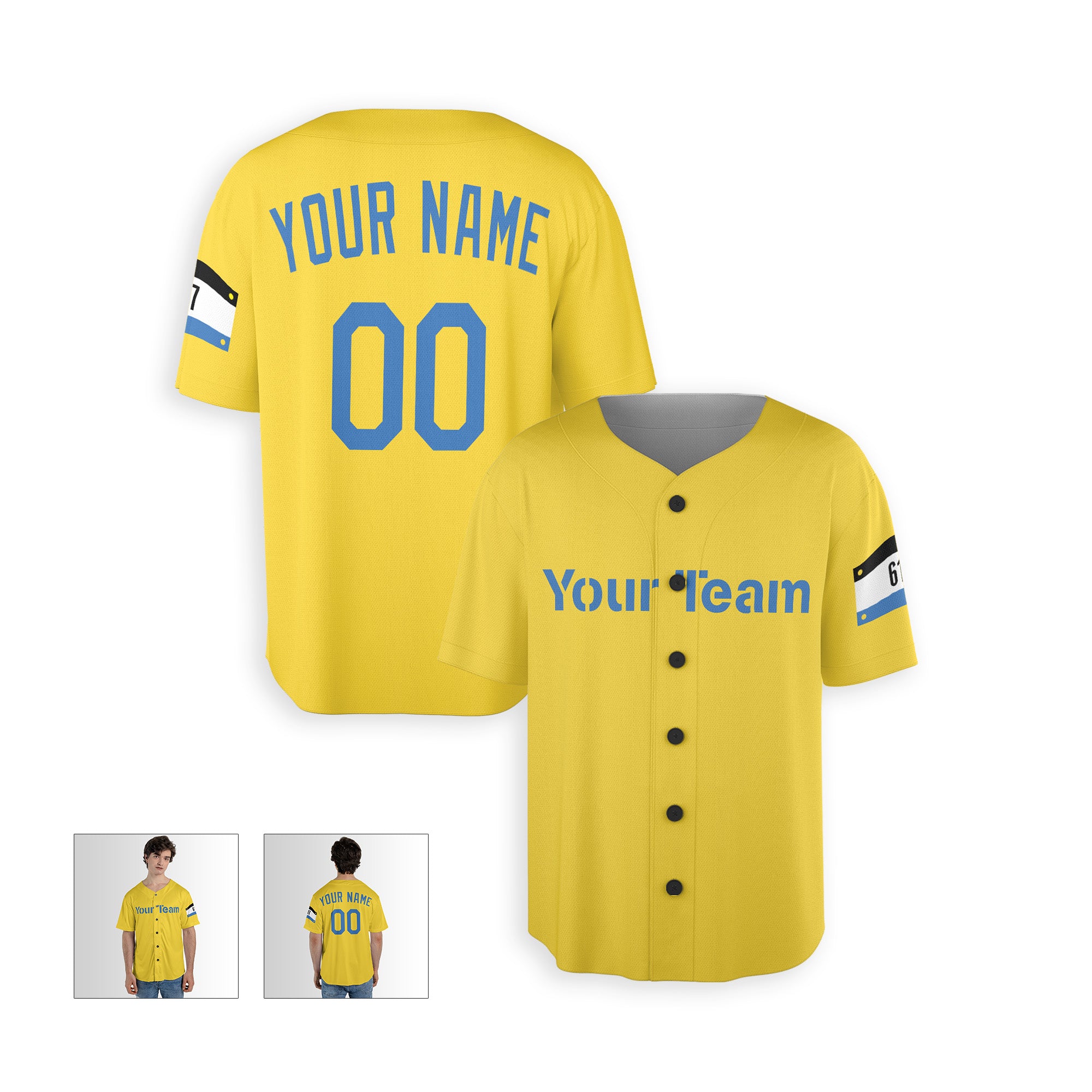 Personalized Boston Fan Yellow Baseball Jersey – City Style Custom Name & Number