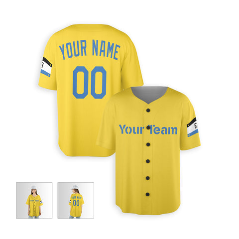 Personalized Boston Fan Yellow Baseball Jersey – City Style Custom Name & Number