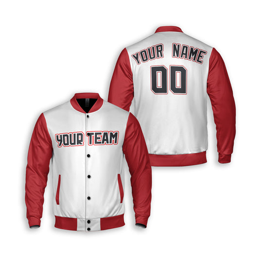 Personalized Cleveland Fan White Red Varsity Baseball Jacket – Alternate Style Custom Name & Number