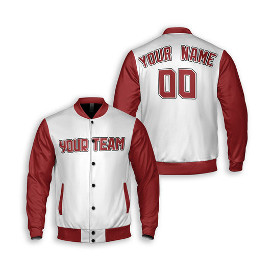 Personalized Cleveland Fan White Red Varsity Baseball Jacket – Home Style Custom Name & Number