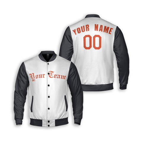 Personalized Detroit Fan White Black Varsity Baseball Jacket – Alternate Style Custom Name & Number