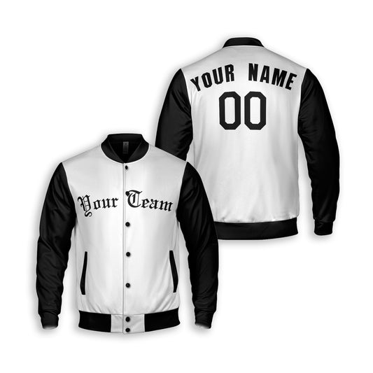 Personalized Detroit Fan White Black Varsity Baseball Jacket – Home Style Custom Name & Number