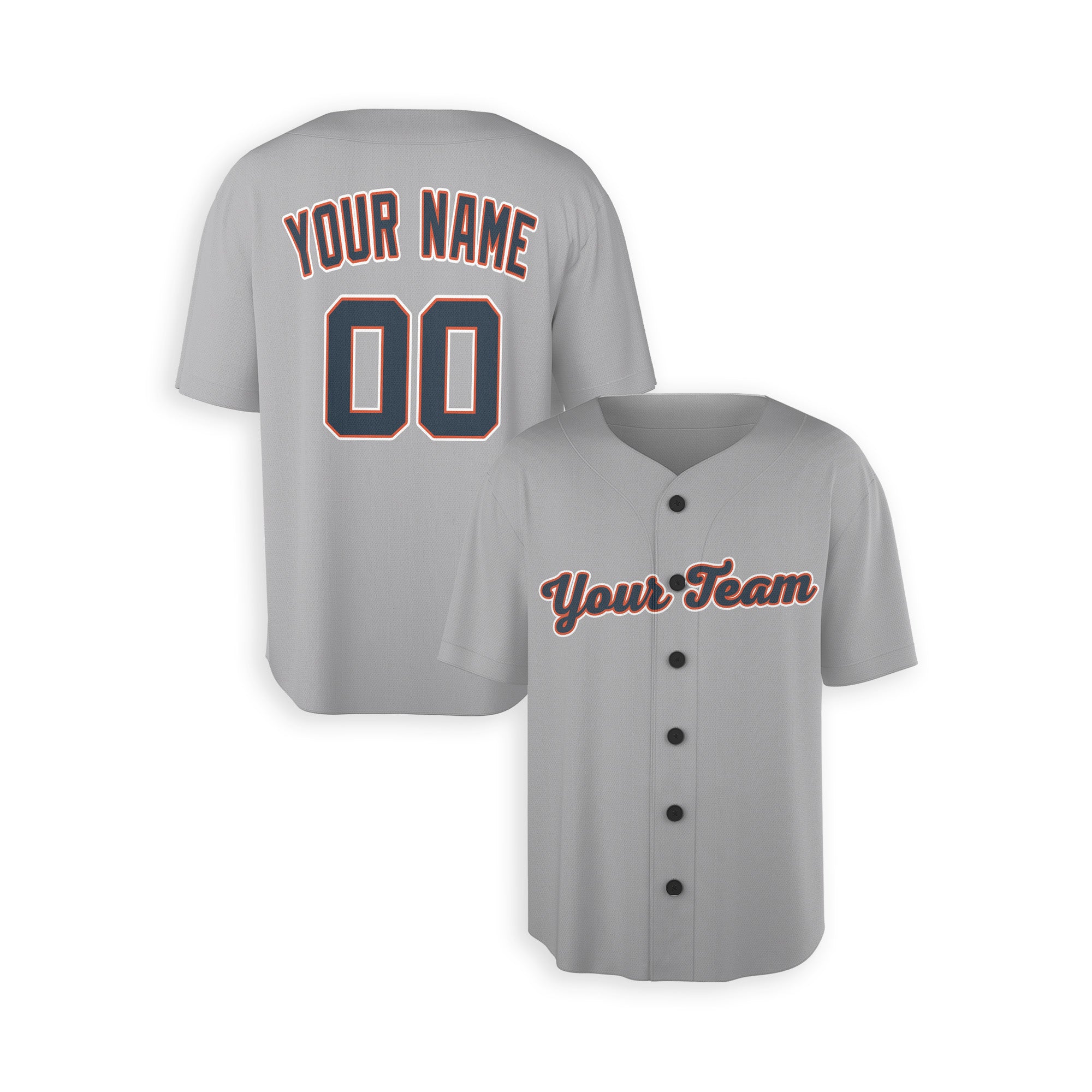 Personalized Detroit Fan Gray Baseball Jersey – Road Style Custom Name & Number