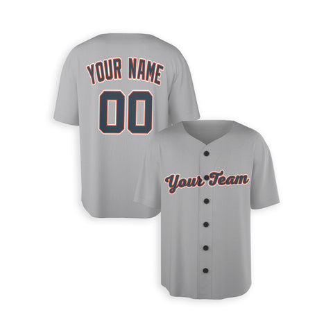 Personalized Detroit Fan Gray Baseball Jersey – Road Style Custom Name & Number