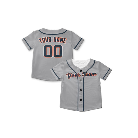 Personalized Detroit Fan Gray Baseball Jersey – Road Style Custom Name & Number