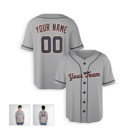 Personalized Detroit Fan Gray Baseball Jersey – Road Style Custom Name & Number