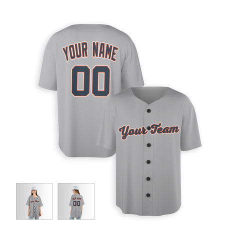 Personalized Detroit Fan Gray Baseball Jersey – Road Style Custom Name & Number
