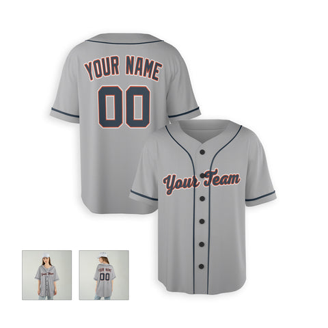 Personalized Detroit Fan Gray Baseball Jersey – Road Style Custom Name & Number