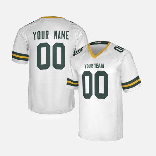 Personalized Green Bay Fan White Football Jersey – Custom Name & Number