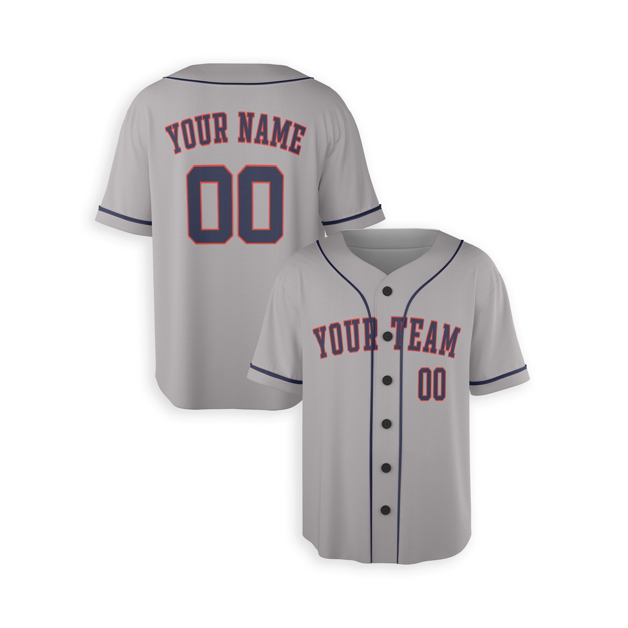 Personalized Houston Fan Gray Baseball Jersey – Away Style Custom Name & Number
