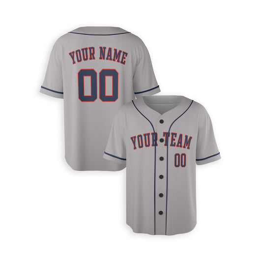 Personalized Houston Fan Gray Baseball Jersey – Away Style Custom Name & Number