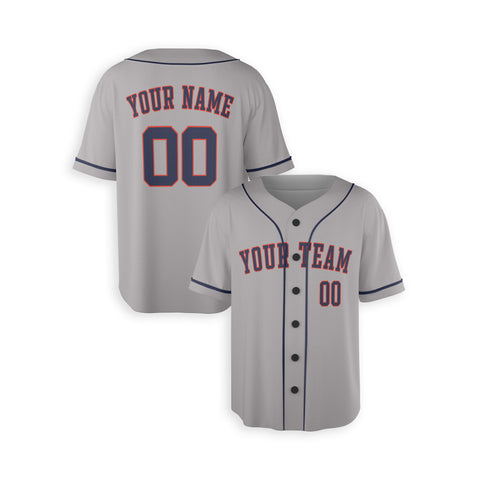 Personalized Houston Fan Gray Baseball Jersey – Away Style Custom Name & Number