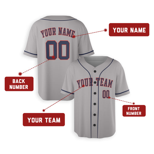 Personalized Houston Fan Gray Baseball Jersey – Away Style Custom Name & Number