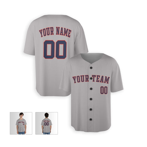 Personalized Houston Fan Gray Baseball Jersey – Away Style Custom Name & Number