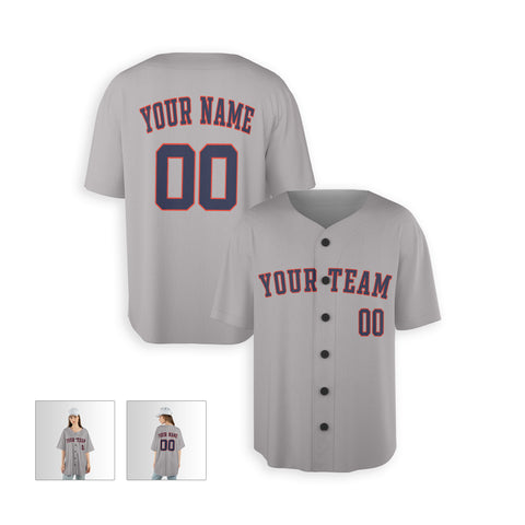 Personalized Houston Fan Gray Baseball Jersey – Away Style Custom Name & Number