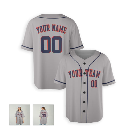 Personalized Houston Fan Gray Baseball Jersey – Away Style Custom Name & Number