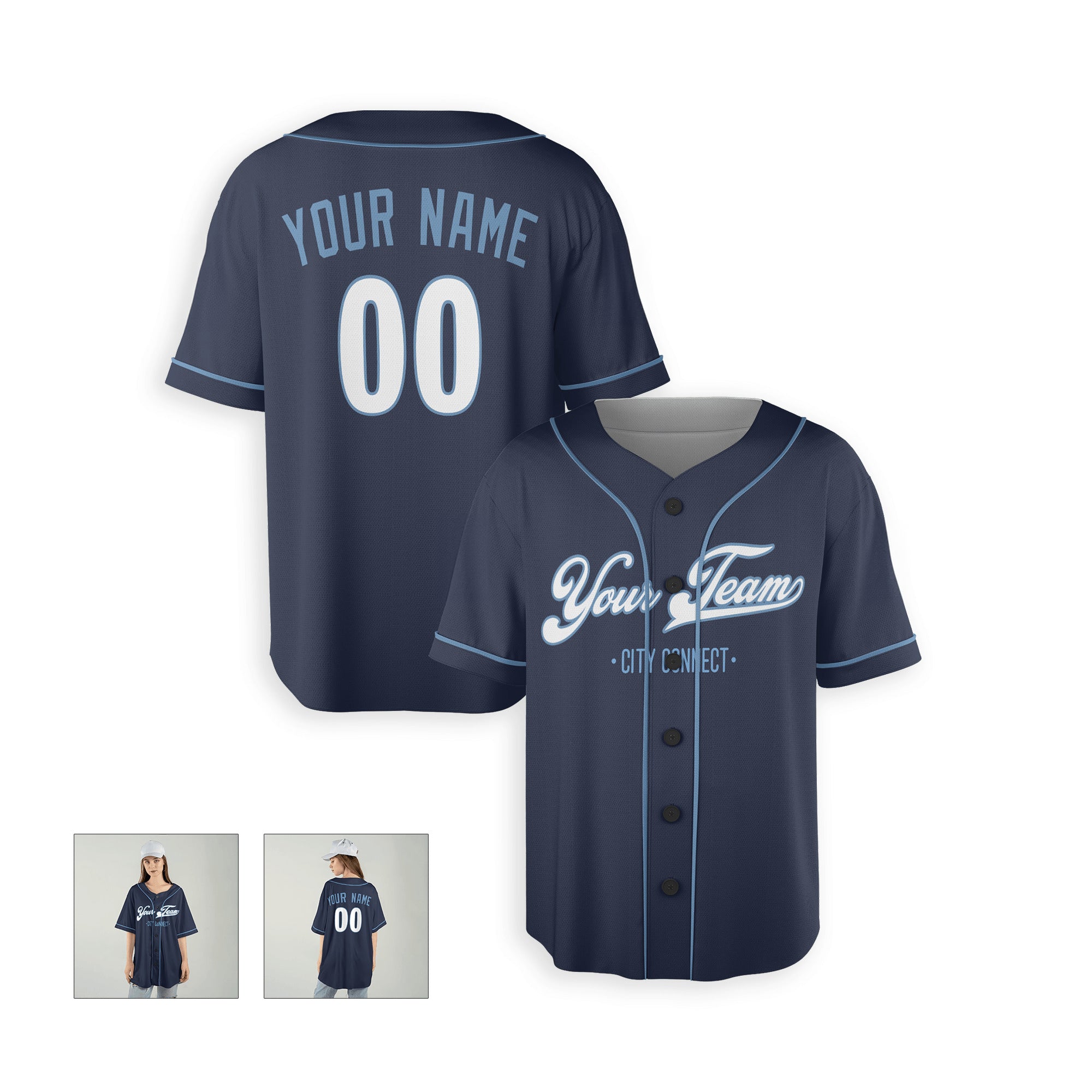 Personalized Kansas City Fan Navy Baseball Jersey – City Style Custom Name & Number