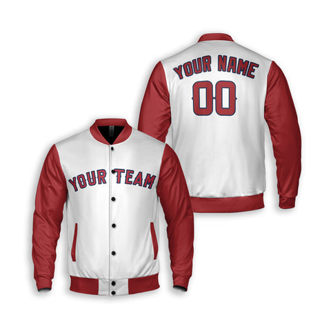 Personalized Anaheim Fan White Red Varsity Baseball Jacket – Alternate Style Custom Name & Number
