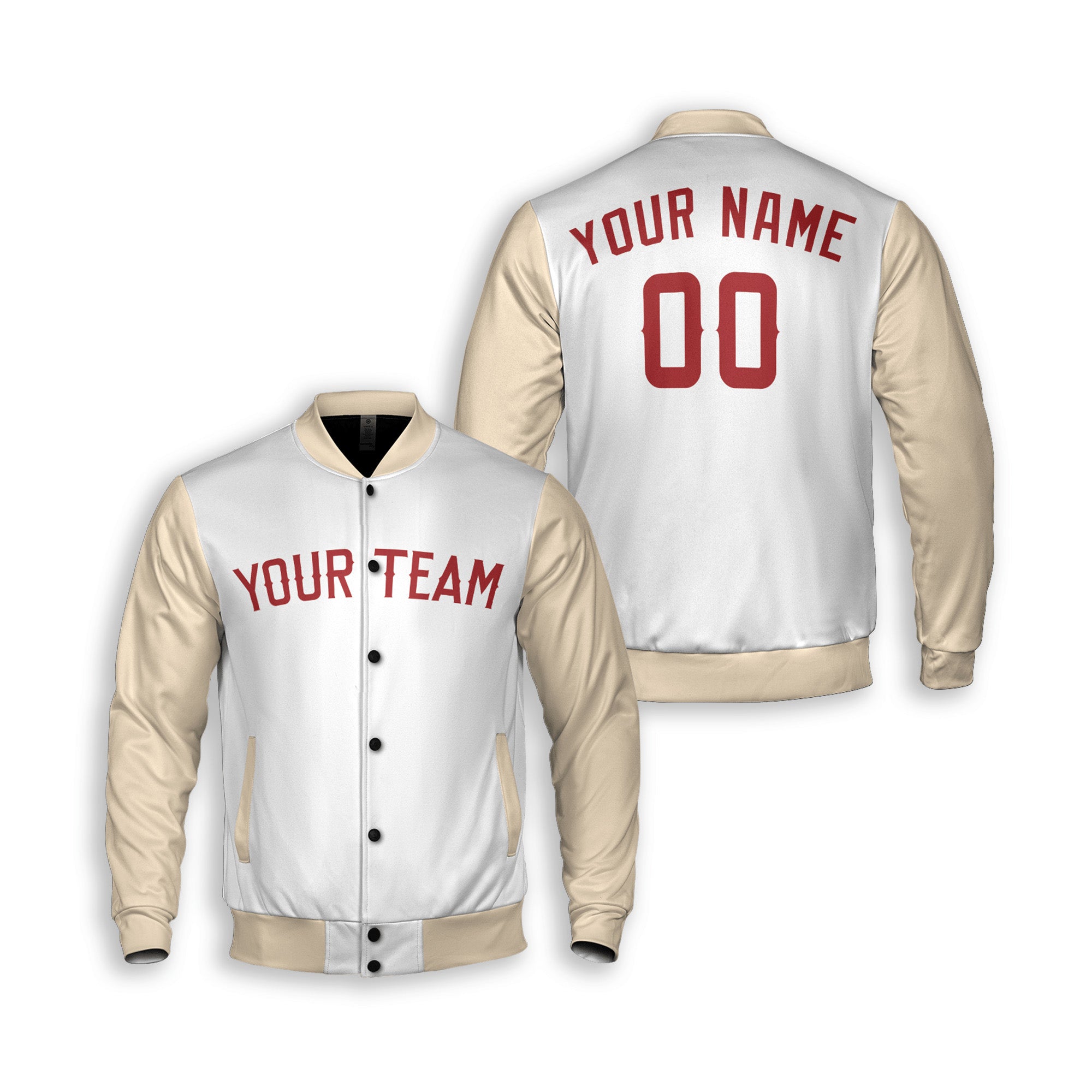 Personalized Anaheim Fan White Cream Varsity Baseball Jacket – City Style Custom Name & Number