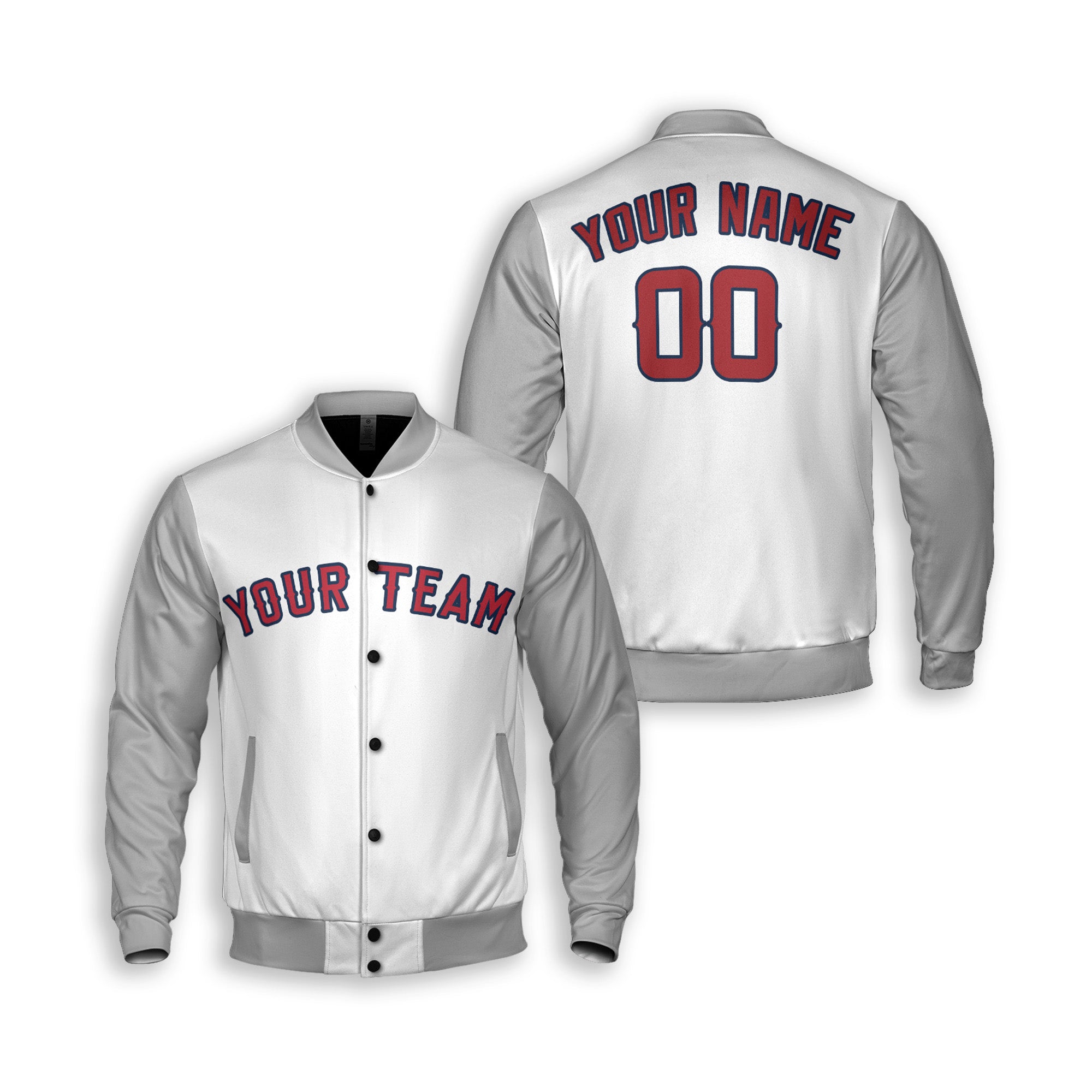 Personalized Anaheim Fan White Gray Varsity Baseball Jacket – Road Style Custom Name & Number