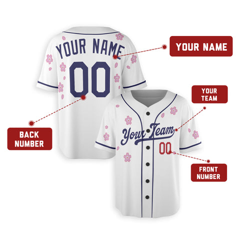 Personalized Los Angeles Fan White Baseball Jersey – Flowers Style Custom Name & Number