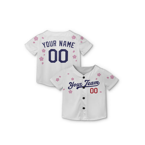 Personalized Los Angeles Fan White Baseball Jersey – Flowers Style Custom Name & Number