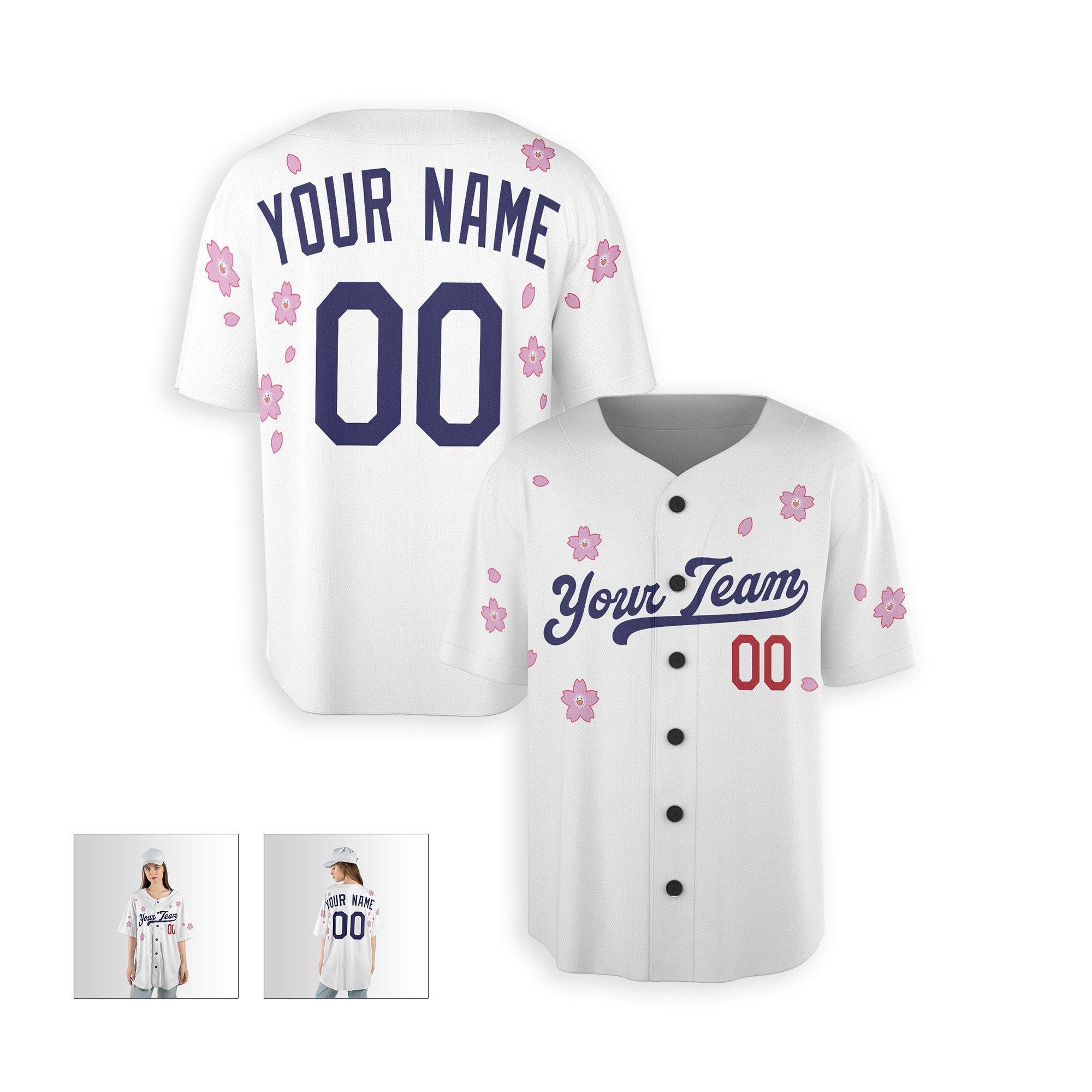 Personalized Los Angeles Fan White Baseball Jersey – Flowers Style Custom Name & Number