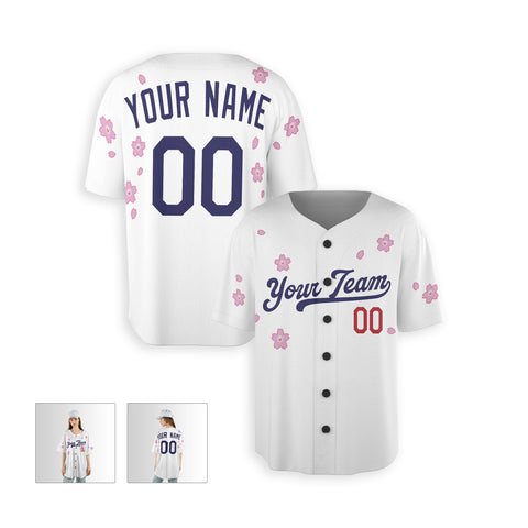 Personalized Los Angeles Fan White Baseball Jersey – Flowers Style Custom Name & Number