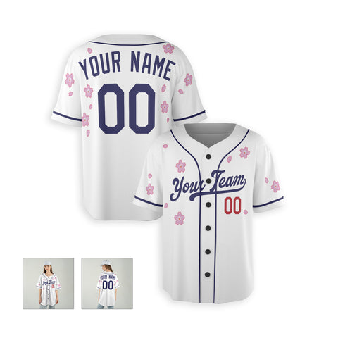 Personalized Los Angeles Fan White Baseball Jersey – Flowers Style Custom Name & Number