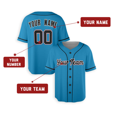 Personalized Miami FL Fan Sky Blue Baseball Jersey – Alternate Style Custom Name & Number