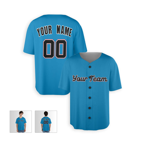 Personalized Miami FL Fan Sky Blue Baseball Jersey – Alternate Style Custom Name & Number