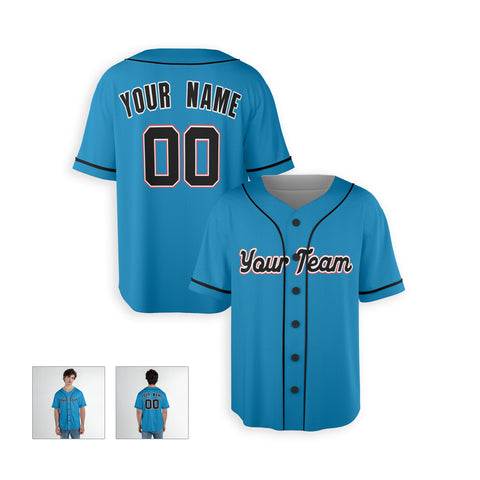 Personalized Miami FL Fan Sky Blue Baseball Jersey – Alternate Style Custom Name & Number