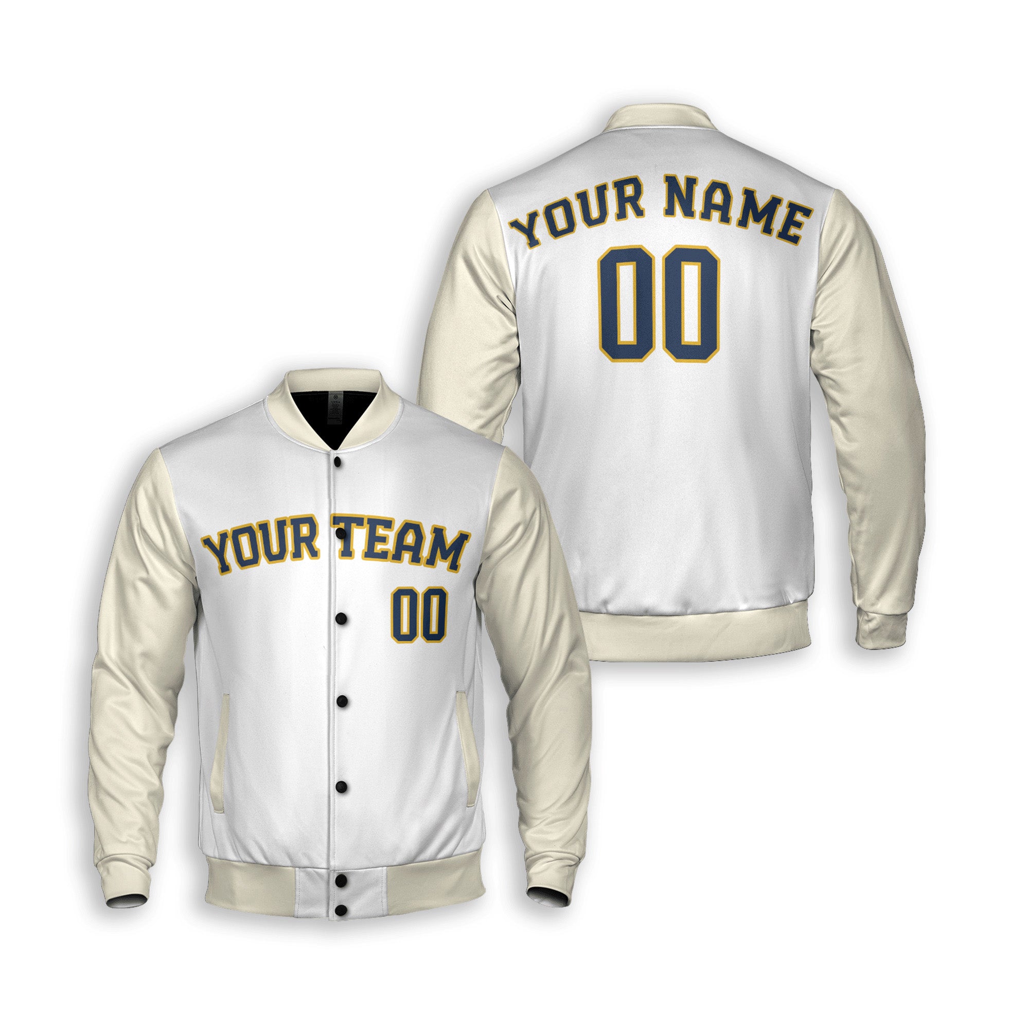 Personalized Milwaukee Fan White Cream Varsity Baseball Jacket – Home Style Custom Name & Number