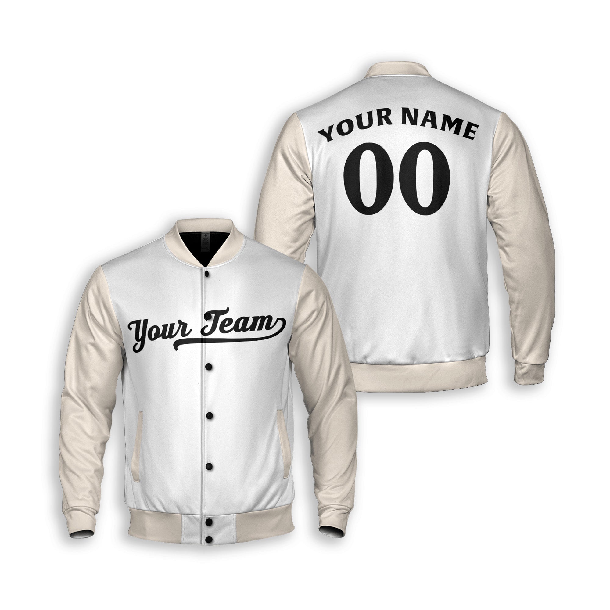 Personalized Minnesota Fan White Cream Varsity Baseball Jacket – Alternate Style Custom Name & Number